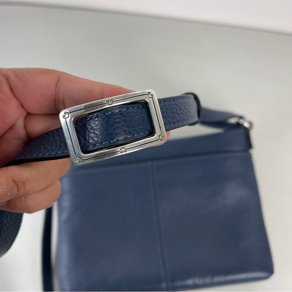 Brighton Interlok Blue Leather Crossbody Organizer Purse Silver Hardware Classic - Picture 12 of 14